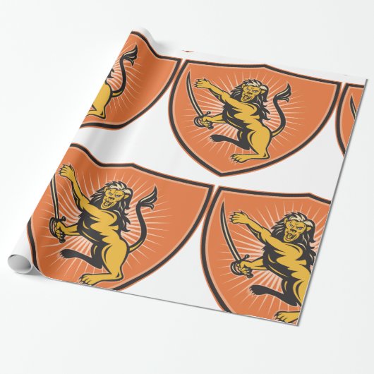 Löwe mit Schwert Geschenkpapier (Ungerollt)
