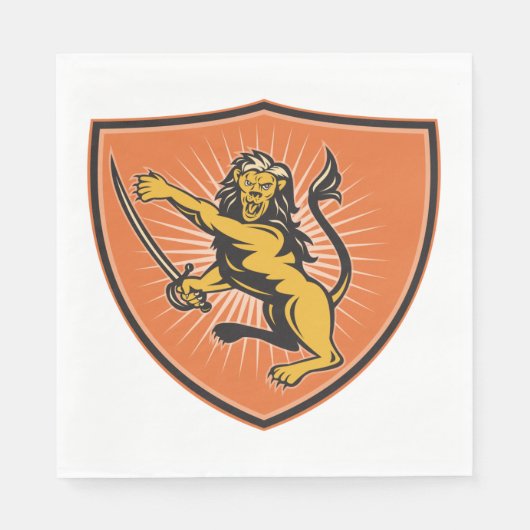 Löwe mit Schwert Serviette (Vorderseite)