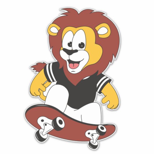 Löwe mit Skateboard Aufkleber (Vorderseite)