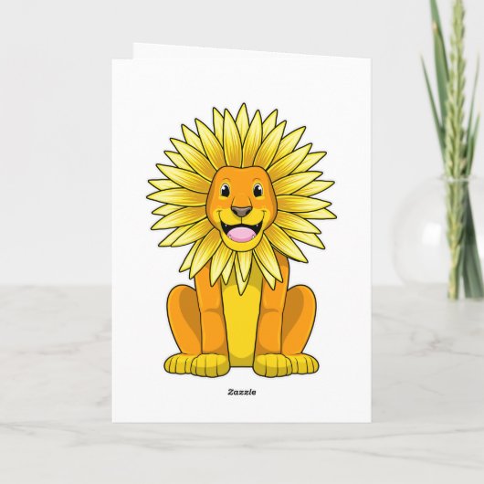 Löwe mit Sonnenblume Blume Karte (Rückseite)