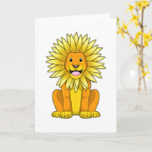 Löwe mit Sonnenblume Blume Karte (Gelbe Blume)