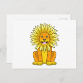 Löwe mit Sonnenblume Blume Postkarte (Vorne/Hinten)