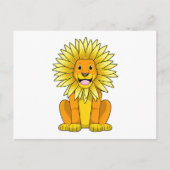 Löwe mit Sonnenblume Blume Postkarte (Vorderseite)