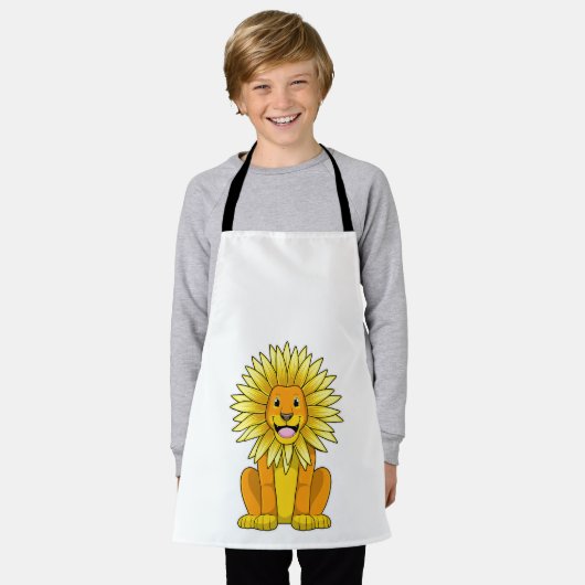 Löwe mit Sonnenblume Blume Schürze (Getragen)