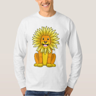 Löwe mit Sonnenblume Blume T-Shirt