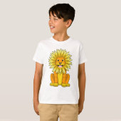 Löwe mit Sonnenblume Blume T-Shirt (Vorne ganz)