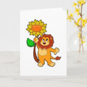 Löwe mit Sonnenblume Karte (Gelbe Blume)