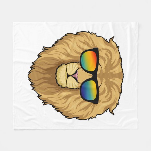 Löwe mit Sonnenbrille Fleecedecke (Vorderseite (Horizontal))
