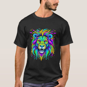 Löwe mit Sonnenbrille Kunstwerk farbenfrohe Löwe T-Shirt