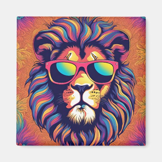 Löwe mit Sonnenbrille Magnet (Vorne)