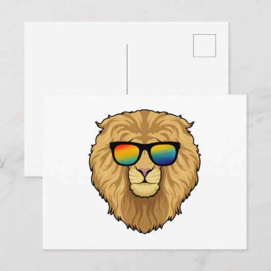 Löwe mit Sonnenbrille Postkarte (Vorne/Hinten)