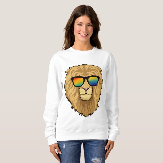 Löwe mit Sonnenbrille Sweatshirt (Vorne ganz)
