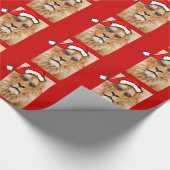 Löwe mit Weihnachtsmannmütze Geschenkpapier (Ecke)