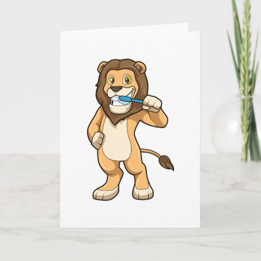 Löwe mit Zahnbürste Karte (Vorderseite)