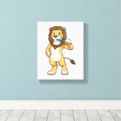 Löwe mit Zahnbürste Leinwanddruck (Insitu (Holzboden))