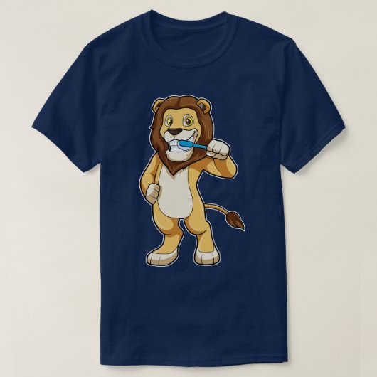 Löwe mit Zahnbürste T-Shirt (Design vorne)