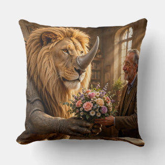 Löwe Nashorn Blumenstrauß Kissen
