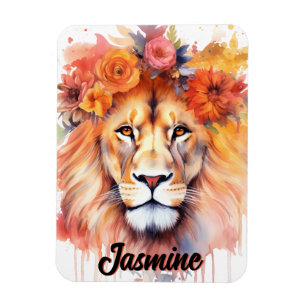 Löwe Pastell Blumen Safari Aquarell Savanne Katze Magnet