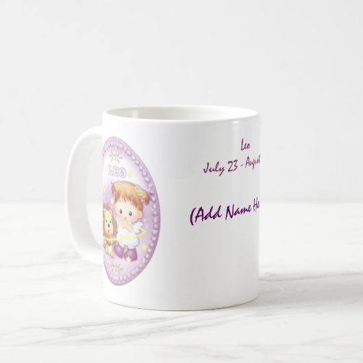 Löwe - personalisierte Tierkreis-Tasse Kaffeetasse (Vorderseite Links)