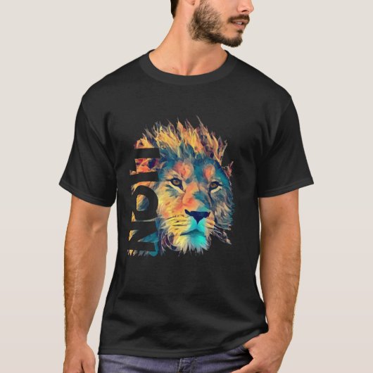 Löwe Polygon Illustration coole Zoo-Tiere Afrika T-Shirt (Vorderseite)