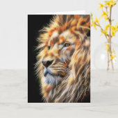 Löwe-Porträt-Fraktal und Farbe Digital, grüßend Karte (Gelbe Blume)