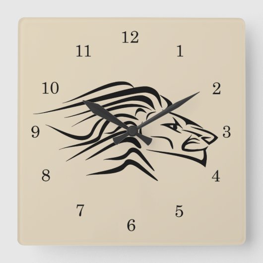 Löwe - quadratische wanduhr (Vorderseite)