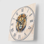 Löwe Quadratische Wanduhr (Winkel)