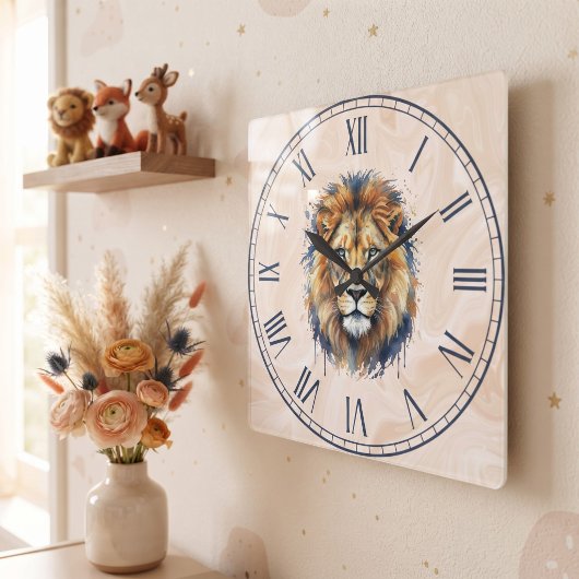 Löwe Quadratische Wanduhr