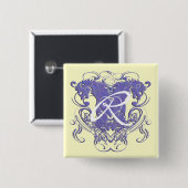 Löwe Rampant Renaissance-Hochzeit Button (Vorne & Hinten)