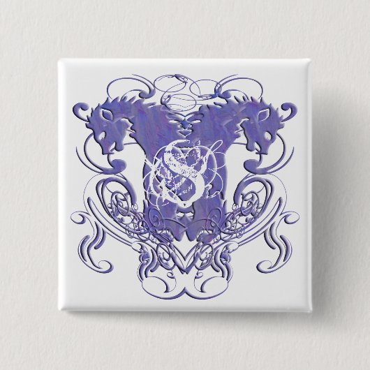 Löwe Rampant Renaissance-Hochzeit Button (Vorderseite)