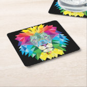 Löwe-Regenbogen Rechteckiger Pappuntersetzer (angewinkelt)