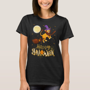 Löwe Reitet Hexe Schrotflinte Löwe Halloween T-Shirt