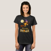 Löwe Reitet Hexe Schrotflinte Löwe Halloween T-Shirt (Vorne ganz)