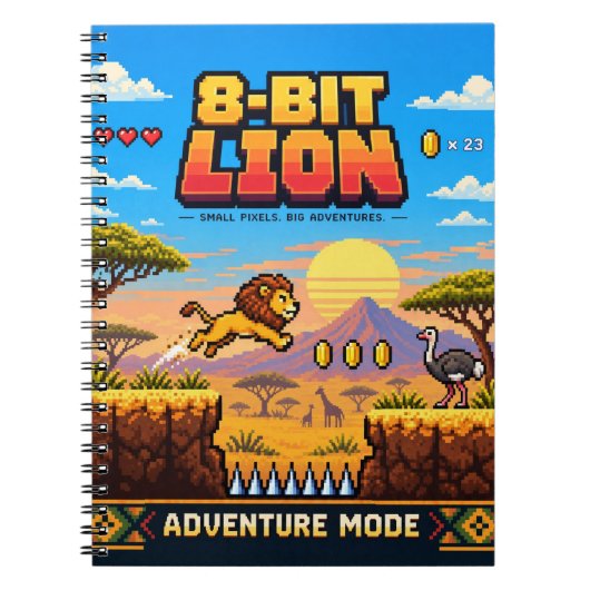 Löwe, Retro-8-Bit-Pixelkunst Notizblock (Vorderseite)
