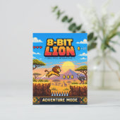 Löwe, Retro-8-Bit-Pixelkunst Postkarte (Stehend Vorderseite)