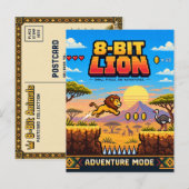 Löwe, Retro-8-Bit-Pixelkunst Postkarte (Vorne/Hinten)