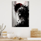 Löwe rost in den nächtlichen Himmel Poster (Küche)