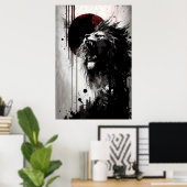 Löwe rost in den nächtlichen Himmel Poster (Heimbüro)