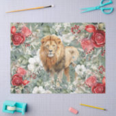 Löwe, Rote Rosen und Eukalyptus-Dekoupage Seidenpapier (Basteln)