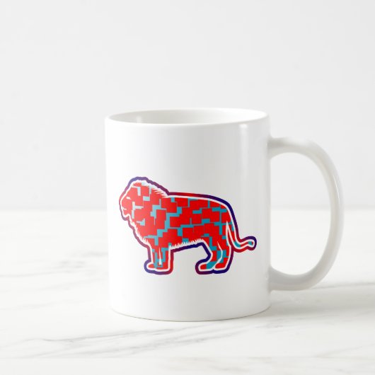 Löwe (rotes Muster) Kaffeetasse (Rechts)