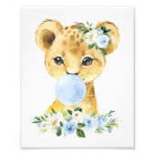 Löwe, Safari, Blauer Kaugummi, Junge Kinderzimmer Fotodruck (Vorne)