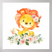 Löwe, Safari, Dschungel, rosa Blume, Girl-Kinderzi Poster (Vorne)