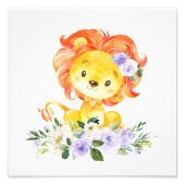 Löwe, Safari, violette Blumen, geschlechtsneutral Fotodruck (Vorne)
