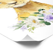 Löwe, Safari, violette Blumen, geschlechtsneutral Fotodruck (Ecke)