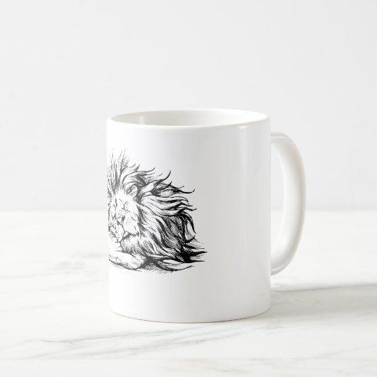 Löwe-Schlafen Kaffeetasse (VorderseiteRechts)