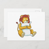 Löwe schlafend mit Kissen Postkarte (Vorne/Hinten)