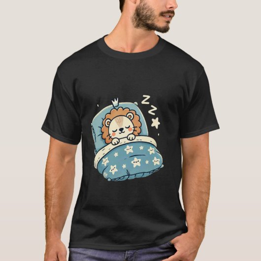 Löwe schläft nachts im Bett T-Shirt (Vorderseite)