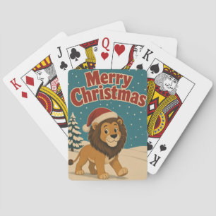 Löwe Schnee Hof Tier Weihnachten Spielkarten