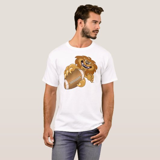 Löwe-Schulmaskottchen, das Fußball spielt T-Shirt (Vorne ganz)