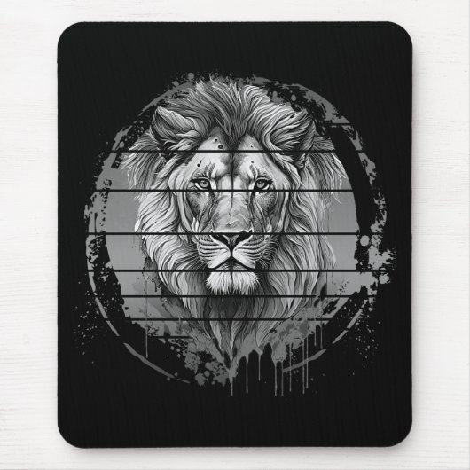 Löwe Schwarz und Weiß Mousepad (Vorne)
